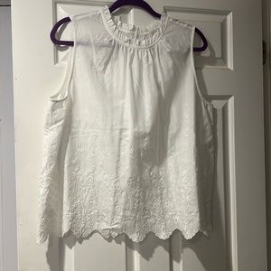 LOFT white embroidered tank top